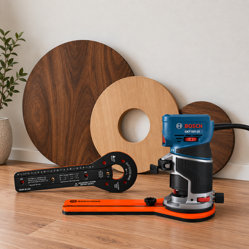ROKATONG Router Circle Cutting Jig for BOSCH GKF18V-25, Cuts 1.6–35" Circles, Adjustable Trim Router Radius Guide, Made in USA