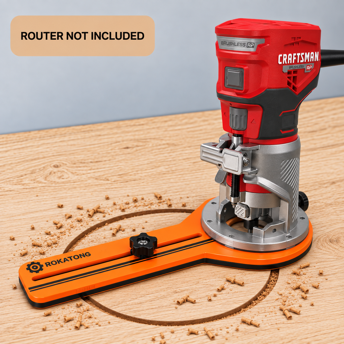 ROKATONG Router Circle Cutting Jig for CRAFTSMAN CMCW400B, Cuts 1.6–35" Circles, Adjustable Trim Router Radius Guide, Made in USA