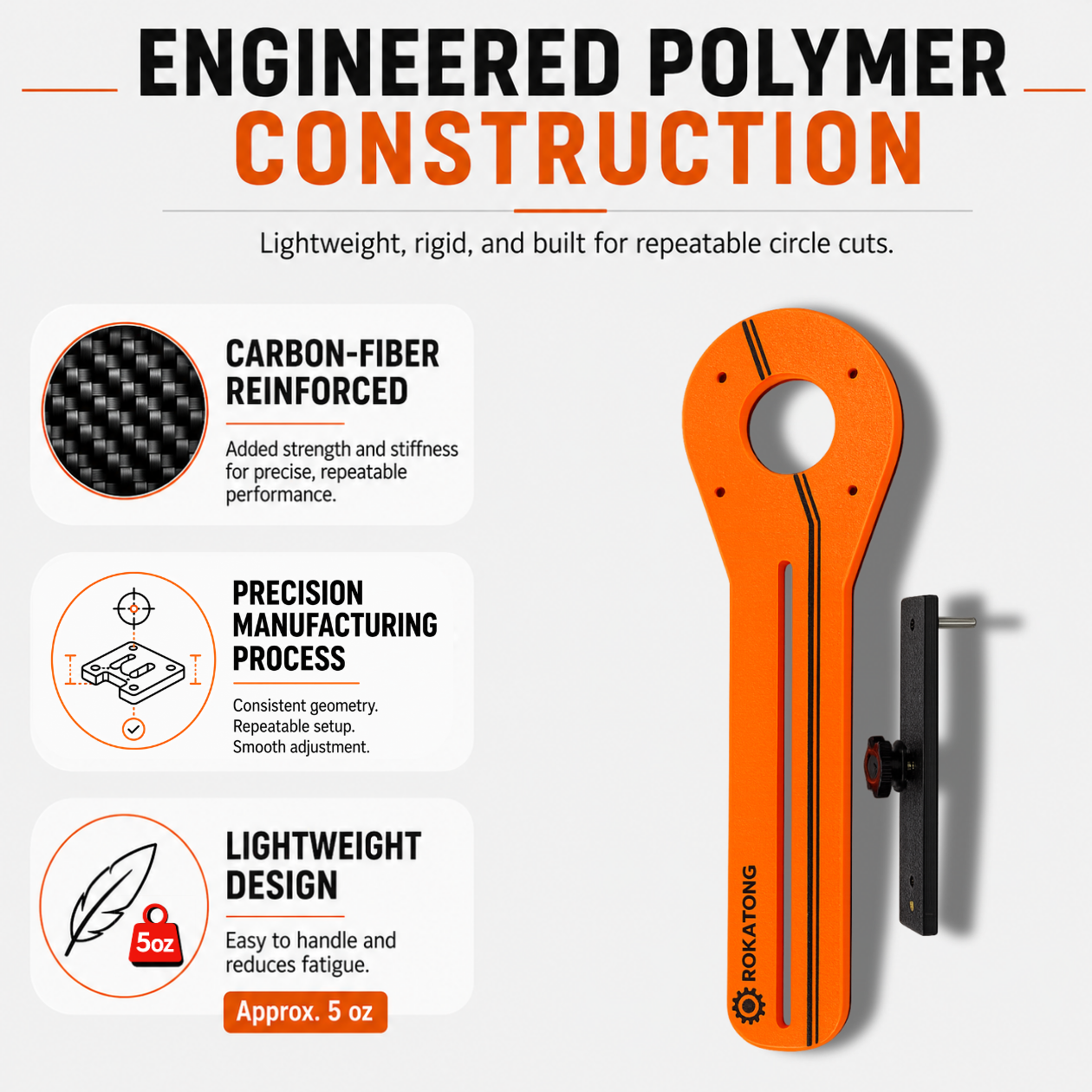 RIDGID & RYOBI Compact Router Circle Jig (R2401, R24012, R860443B, R860444B, P601, PCL424): Carbon Fiber Reinforced Base, Adjustable 1.6"-35"